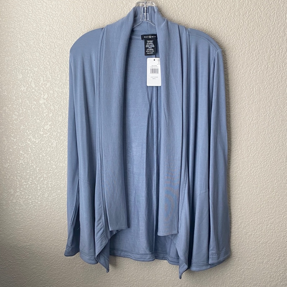 Max & Mia Women's Open Front Drape Cardigan with Pockets , Light Denim, Small
